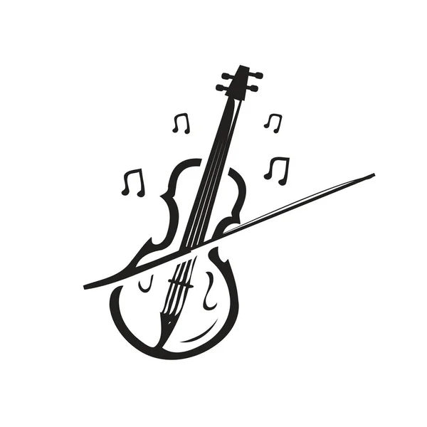 Violin Illustration Music Notes Icon Design Isolated White Background — Stock Vector