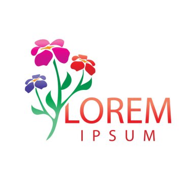 renkli çiçek logosu, illüstrasyon tasarımı, beyaz arka plan üzerinde izole. 