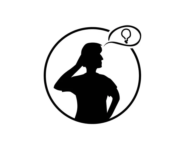 Силуэт Мышления Человека Светлым Пузырём Иллюстрационный Дизайн Изолированный Белом Фоне — стоковый вектор