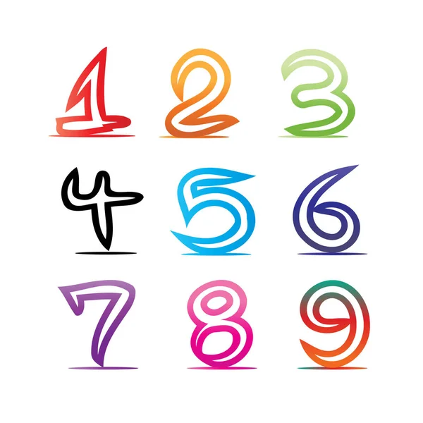 Ilustracja Kolorowy Numerów Jeden Dwa Trzy Cztery Pięć Sześć Siedem — Wektor stockowy