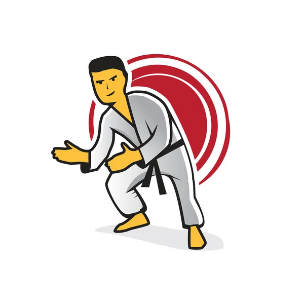 Energetické Karate Muž Ilustrace Ikony Designu Izolované Bílém Pozadí — Stockový vektor