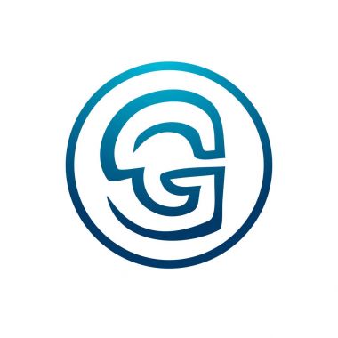 bir daire logo, simgesi tasarım, beyaz arka plan üzerinde izole içinde G harfi.