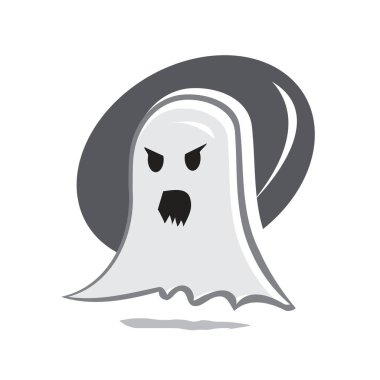 kızgın hayalet illüstrasyon, sembol tasarımı, beyaz arka plan üzerinde izole. 