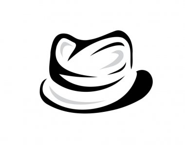 fedora hat illüstrasyon, sembol tasarımı, beyaz arka plan üzerinde izole. 