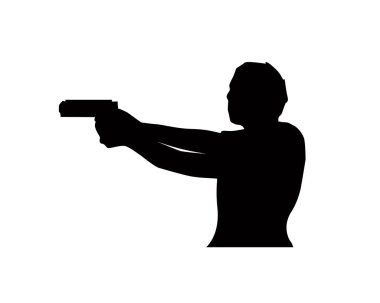 adam beyaz arka plan üzerinde tabanca siluet, illüstrasyon tasarımı, izole tutar.