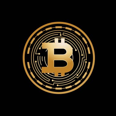 bitcoin sikke simge, bitcoin para, altın bitcoin, beyaz arka plan üzerinde izole bitcoin devre çizgilerle sembolü tasarım,.
