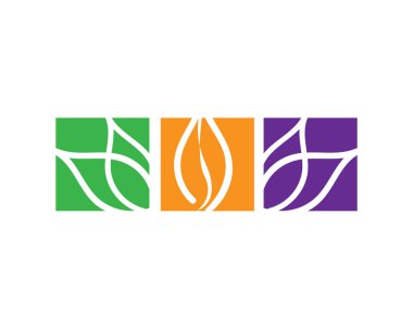 Üç kareler, simgesi tasarım, beyaz arka plan üzerinde izole yaprakları kareler illüstrasyon, doğal sembolü, yaprak. 