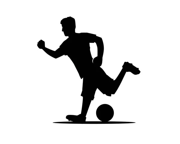 Joueur Tirant Une Silhouette Ballon Joueur Football Avec Une Silhouette — Image vectorielle