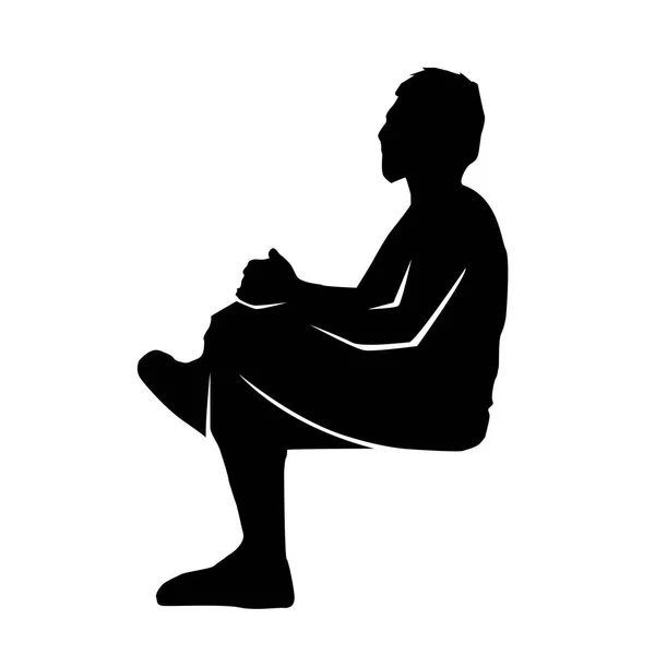 男は脚のシルエット イラスト デザイン 白い背景で隔離の上に脚をソファの上に座る — ストックベクタ