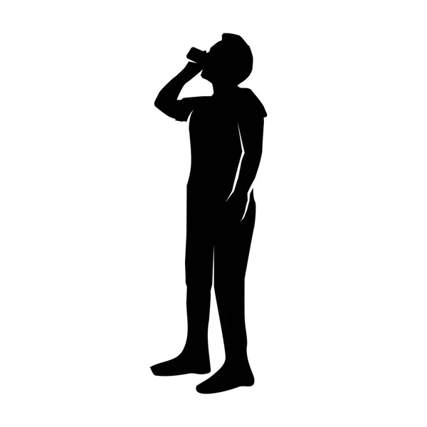 Person Trinkt Silhouette Silhouette Design Isoliert Auf Weißem Hintergrund — Stockvektor