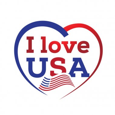 ABD illüstrasyon, ABD beyaz arka plan üzerinde izole kalp, aşk ABD işareti, aşk.