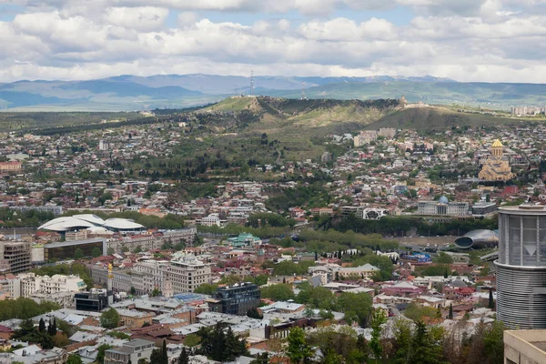 Georgia Tbilisi Vista Cima Centro Histórico Cidade Tarde — Fotografia de Stock