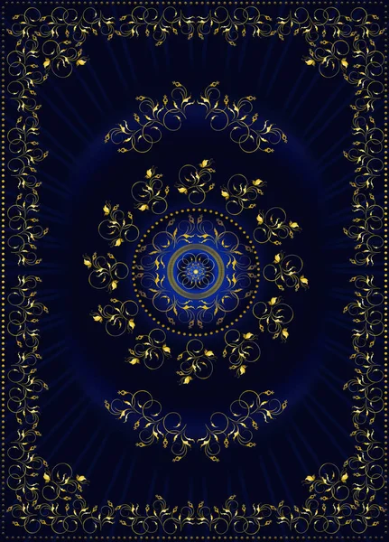 Arany orientális virágos mintával a kék háttér kocka — Stock Fotó
