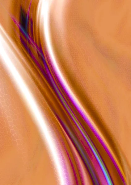 Falling convex curved white and violet waves on orange background with texturedmosaic cell — Stock Photo, Image