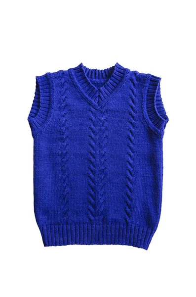 Kék gyapjú keverék gyermek mellény texturált mintával — Stock Fotó