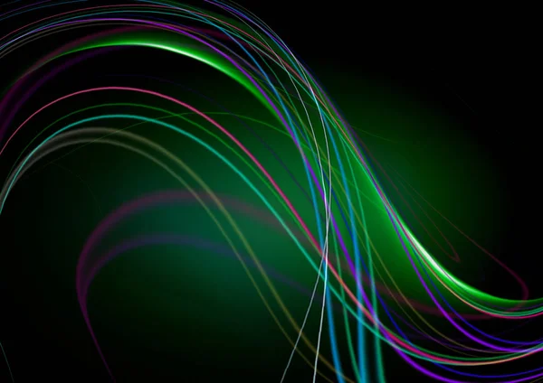 Абстрактний чорний фон з зеленою спиною, освітленою падаючою хвилею — стокове фото