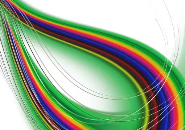 Arcobaleno astratto sono curve convesse su uno sfondo verde è coperto con strisce sottili — Foto Stock