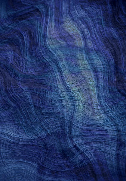 Blautöne und grüne, verschwommene Wellen bedecken schwarze Reliefstreifen — Stockfoto