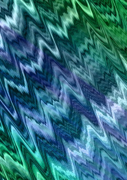 Chaotic zigzag shape in the green and bluish shades — Stock Photo, Image