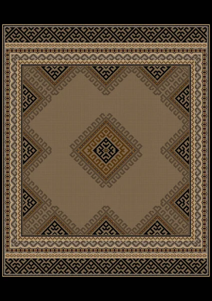 Orientalny dywan z folk design, brązowe i żółte odcienie — Wektor stockowy