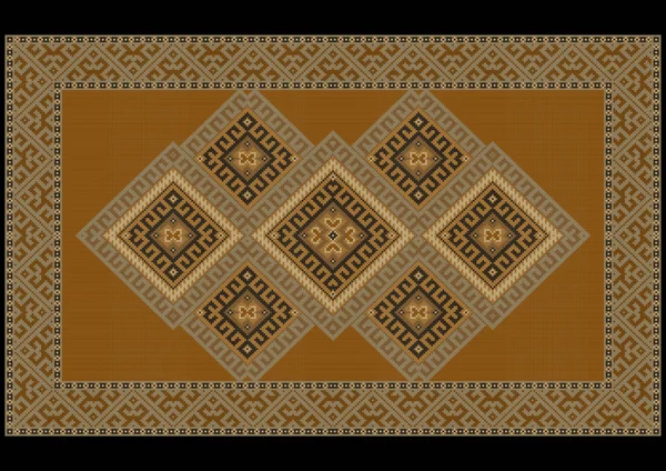 Luxueux tapis ethnique aux teintes orange et jaune — Image vectorielle