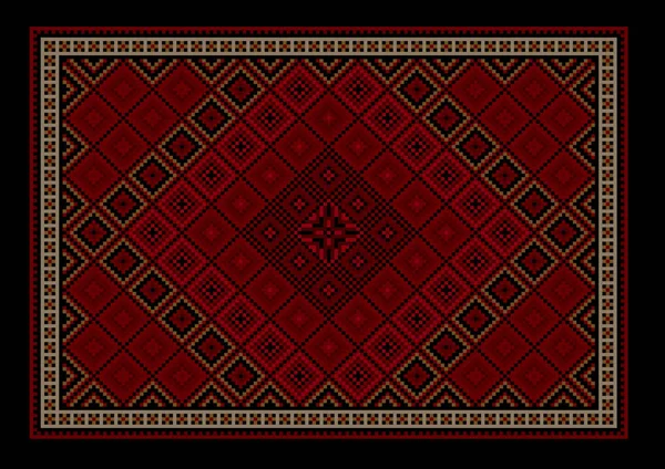 Maroon роскошный винтажный восточный ковер с цветным орнаментом на границе — стоковый вектор