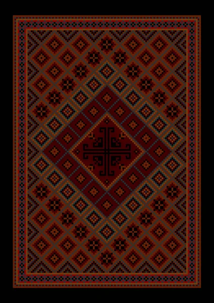 Lujosa alfombra oriental vintage con adorno de colores en tonos granate y rojo — Archivo Imágenes Vectoriales