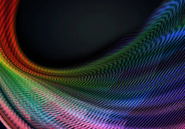 Fondo scuro ricoperto da onde scanalate concave con diverse tonalità iridescenti — Foto Stock