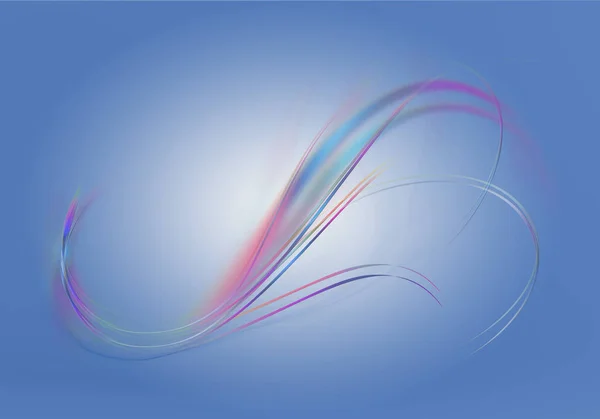 Abstract bluish highlighted gradient background with abstract bright iridescent twisted wavy line — Stock Photo, Image