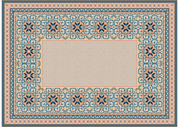 Patrón Una Alfombra Oriental Lujo Con Tonos Ligeramente Anaranjados Azules — Vector de stock