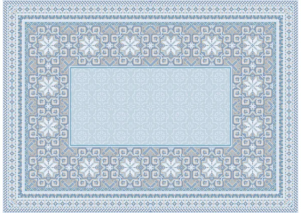Patrón Una Alfombra Oriental Lujo Con Tonos Azules Beige Sobre — Archivo Imágenes Vectoriales