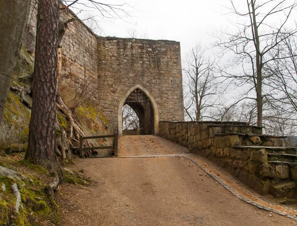 Saxony Almanya Için Gorlitz Bölgesinde Oybin Kale Kalıntıları — Stok fotoğraf