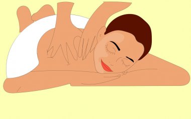 Güzel genç kadın rahatlatıcı spa salon yüz ve vücut masaj kavramı
