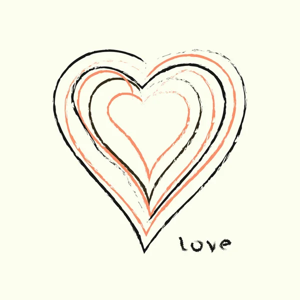 Я люблю тебя открытка, плакат с сердцем, записка. Векторный фон с ручной надписью на День Святого Валентина . — стоковый вектор
