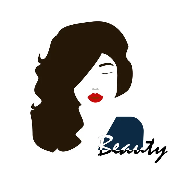 Bella silhouette ragazza con i capelli. Concetto di design astratto per salone di bellezza, massaggi, cosmetici e spa. Modello di design del logo femminile vettoriale . — Vettoriale Stock