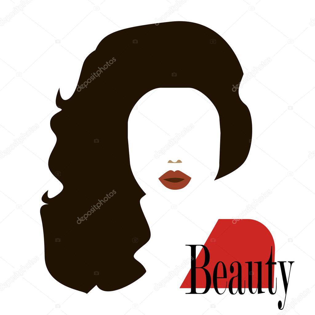 Beautiful girl silhouette with colorful streaming hair. Abstract design concept for beauty salon, massage, cosmetic and spa. Vector female logo design template.