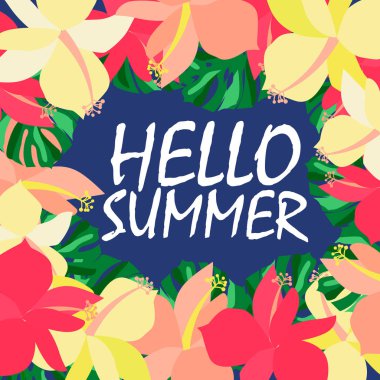 Merhaba yaz gerçekçi yaprak çiçek