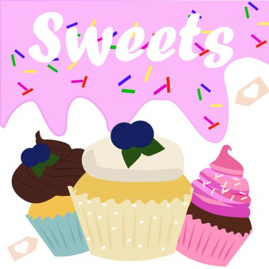 Vintage cupcake poster tasarımı