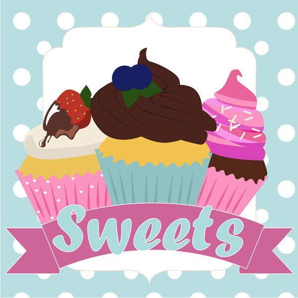 Винтажный дизайн плаката кекса
