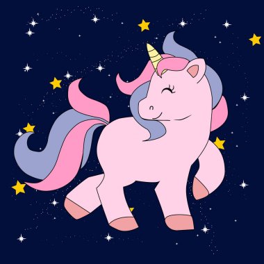 şirin sihirli unicorn, tatlı grafik t-shirtler için çocuklar