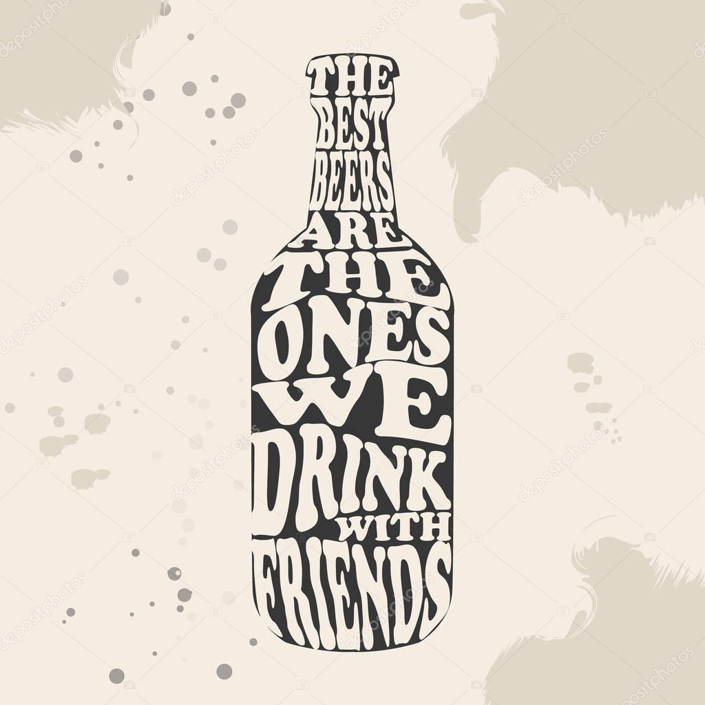 Beer typography illustration. Lettering inside the beer