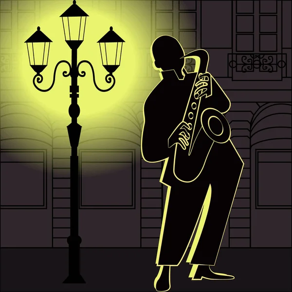 Jazz muzyka gracze z trąbka, saksofon — Wektor stockowy