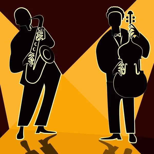 Jazz zenekar, énekes, szaxofon — Stock Vector