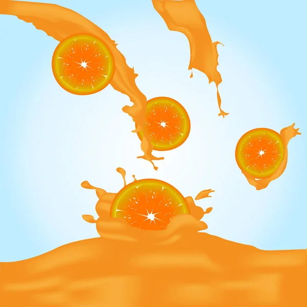 オレンジ色のバナー、ジュースのスプラッシュ — ストックベクタ