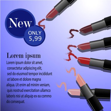 Ruj ile düz moda illüstrasyon vektör, boya gölge konturları arka plan, sarı etiket tasarımı, metin şablonu, renk paleti beyaz zemin üzerinde pembe. Internet, dergi, dergi, kitap makalesi.