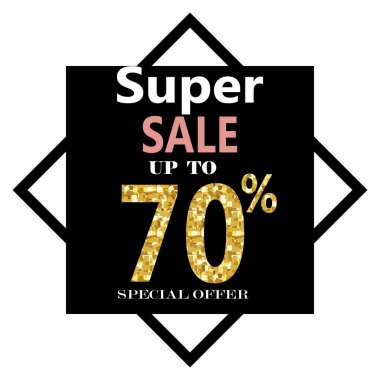 Süper Satılık. Altın Glitter ile Web Banner