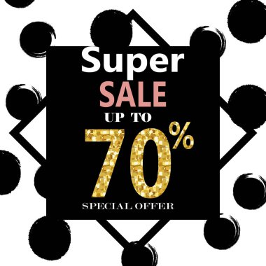 Süper Satılık. Altın Glitter ile Web Banner