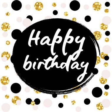 Doğum günü kartpostal. Mutlu yıllar sana altın glitter