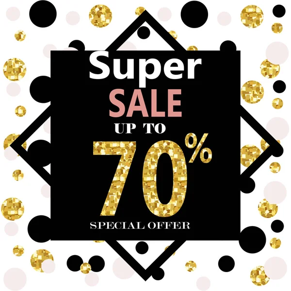 Super Sale. Webbanner met gouden Glitters — Stockvector