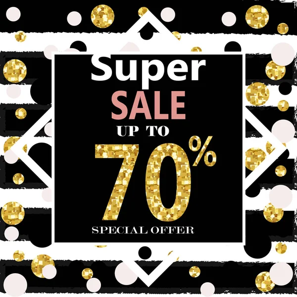 Super Sale. Webbanner met gouden Glitters — Stockvector